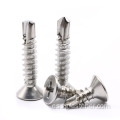 Groove de acero inoxidable Groove Countersunk Head Auth-emphado y tornillo de tapping